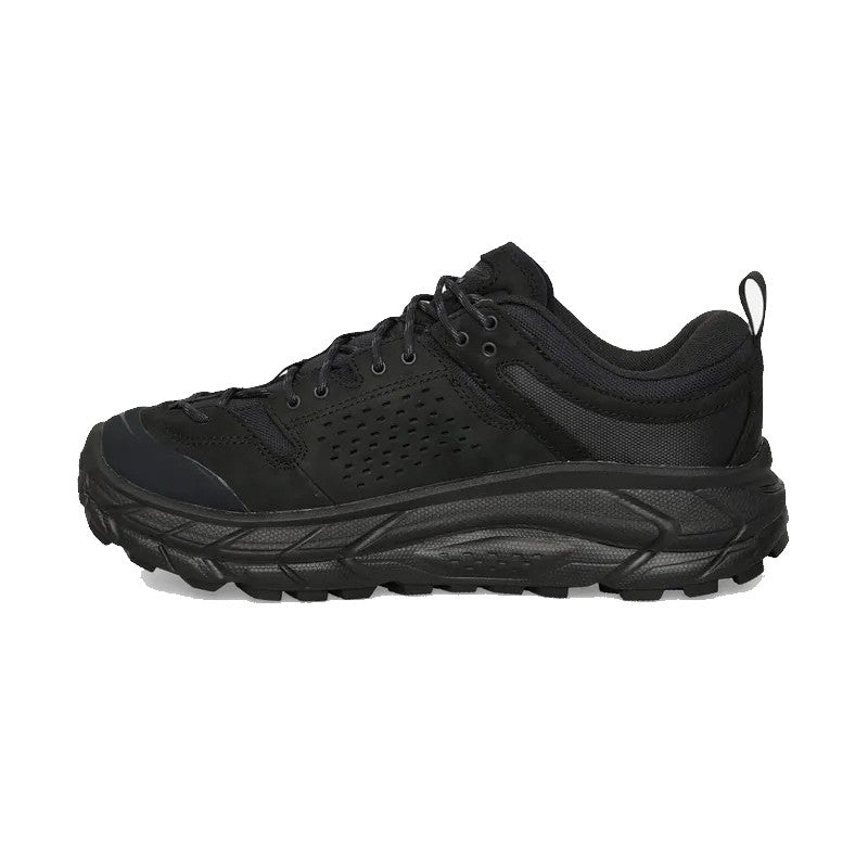 Hoka Tor Ultra Lo Gore-Tex - Black side view showcasing the sleek athletic design and durable material.
