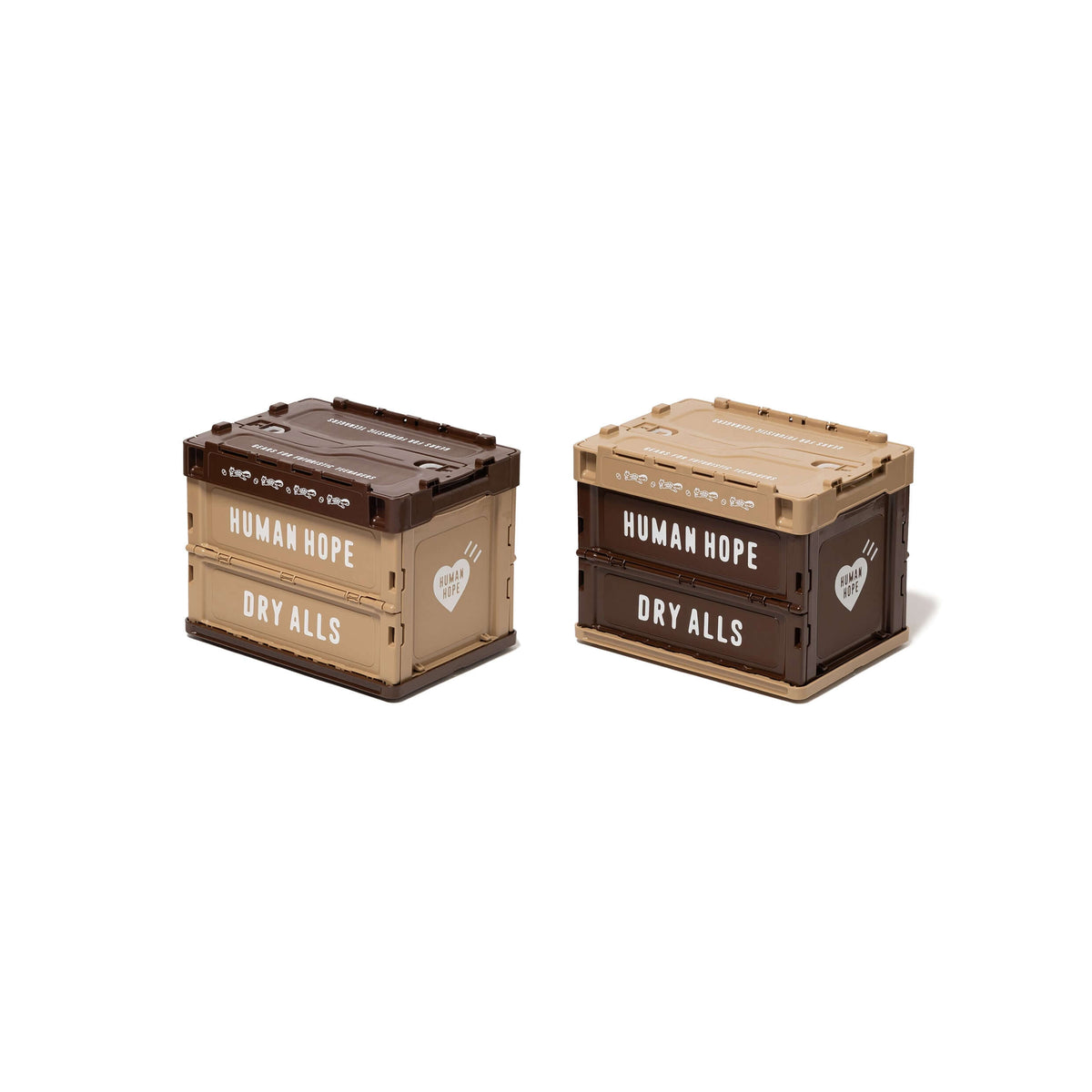 Human Hope Container 20L in brown and beige with dry storage labels, versatile storage solution for home and outdoor use.