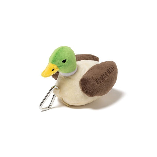 Human Made Duck Plush Pouch with keychain clip featuring a soft plush design and vibrant colors.