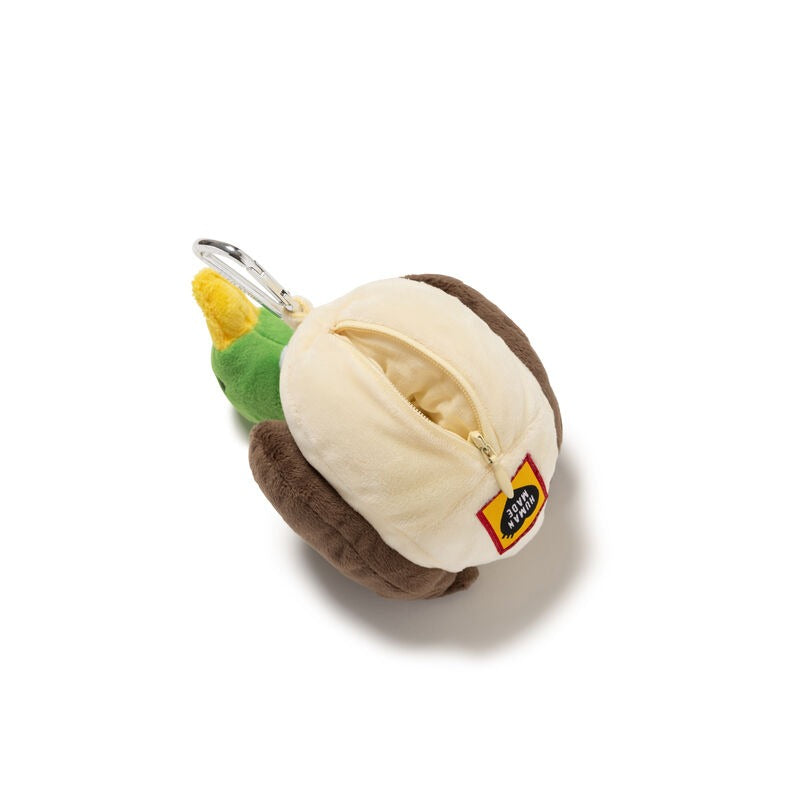 Human Made Duck Plush Pouch with zipper and keychain clip in a cute duck design.