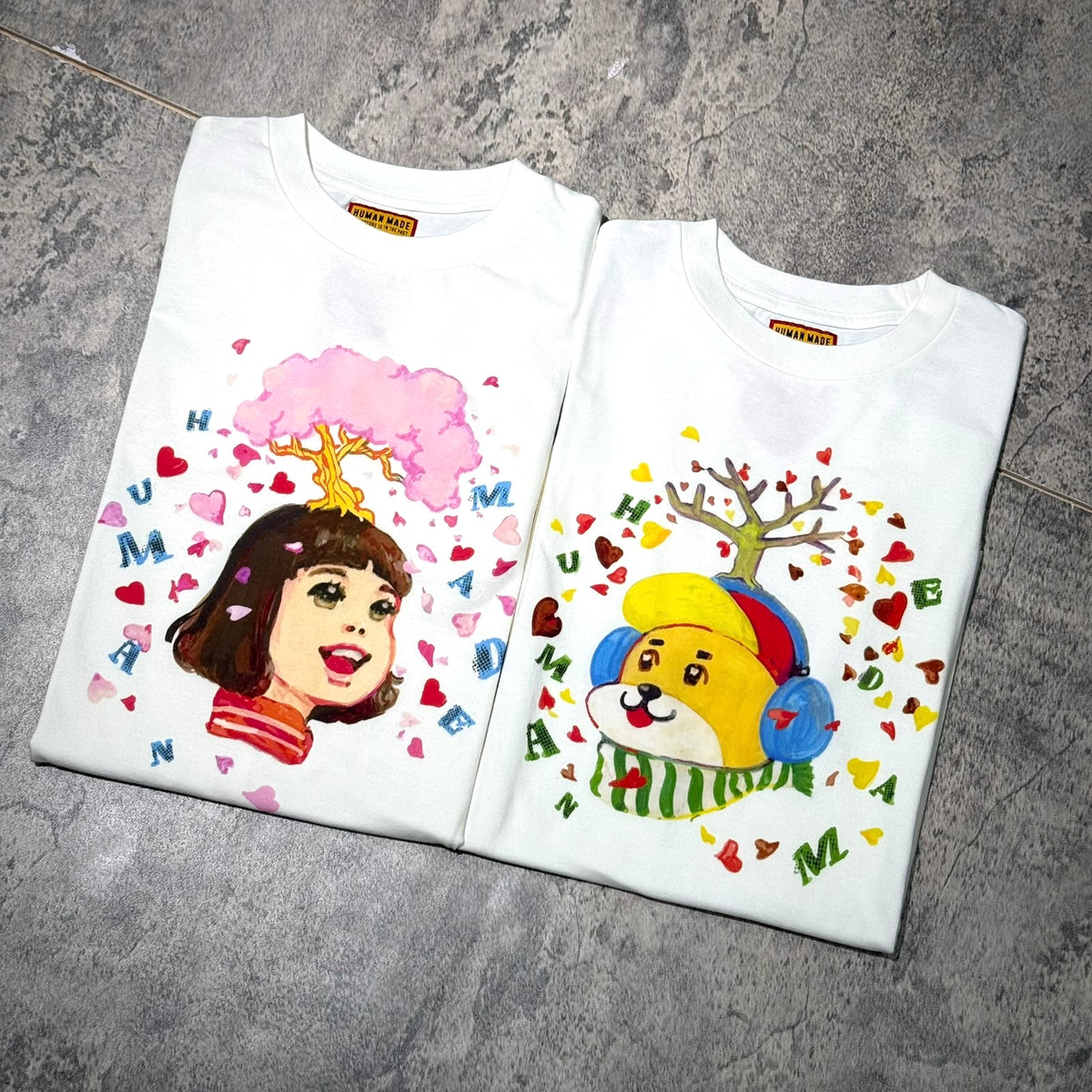 Human Made Keiko Sootome t-shirts featuring whimsical designs with colorful graphics and playful characters