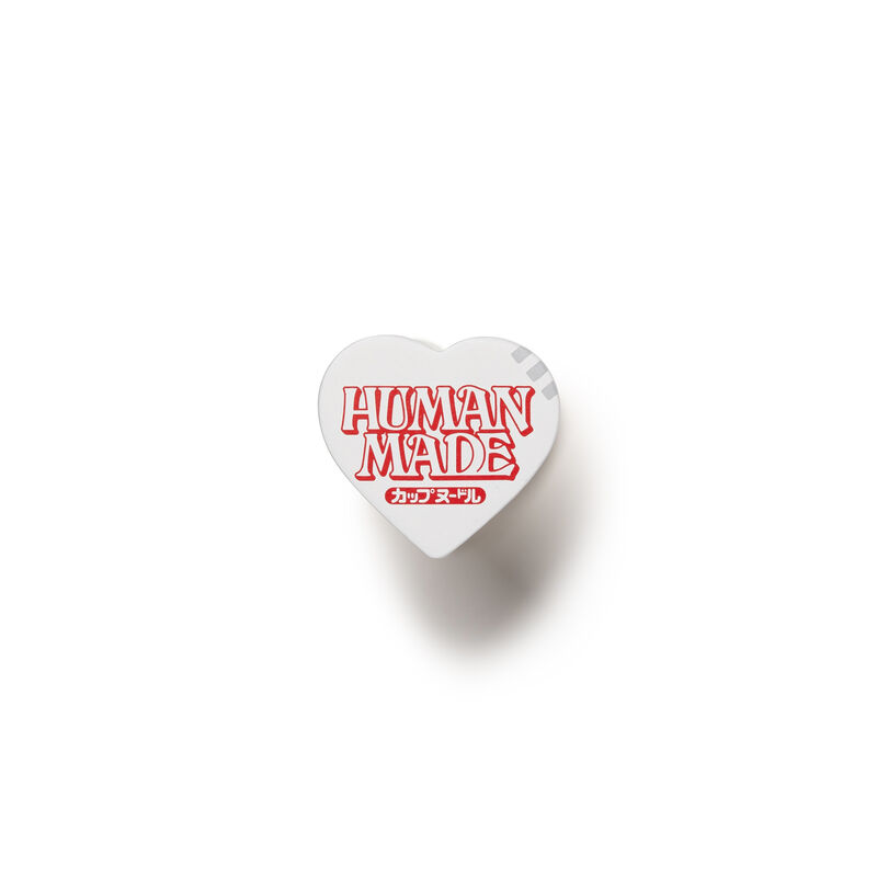 Human Made Cup Noodle 3 Minutes Hourglass design featuring a heart shape and bold red lettering.