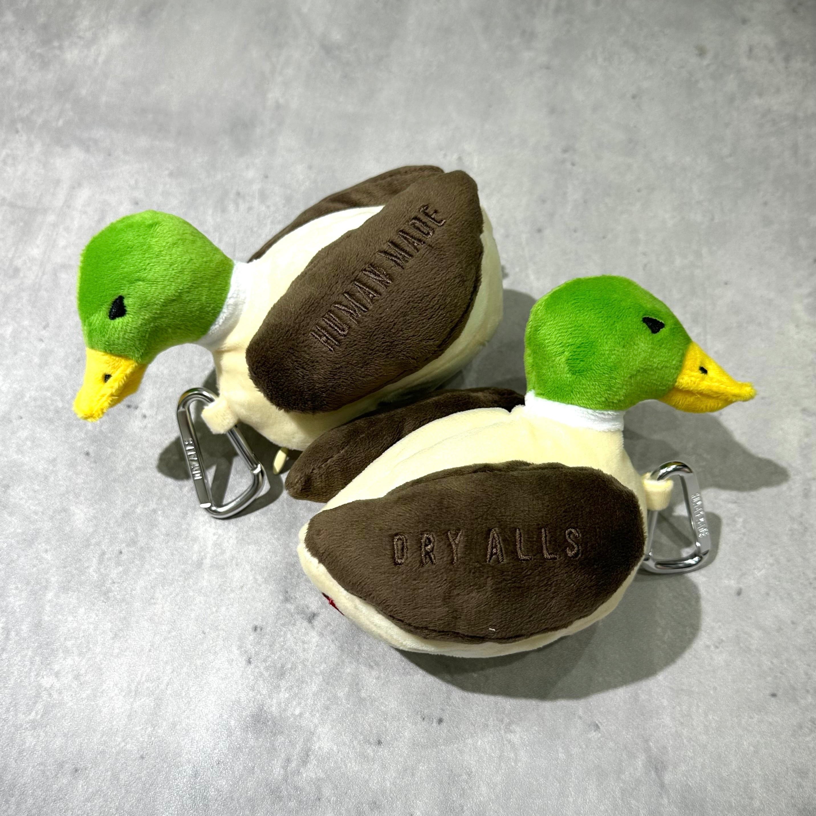 Human Made Duck Plush Pouch featuring cute duck design with vibrant colors and keychain attachment.