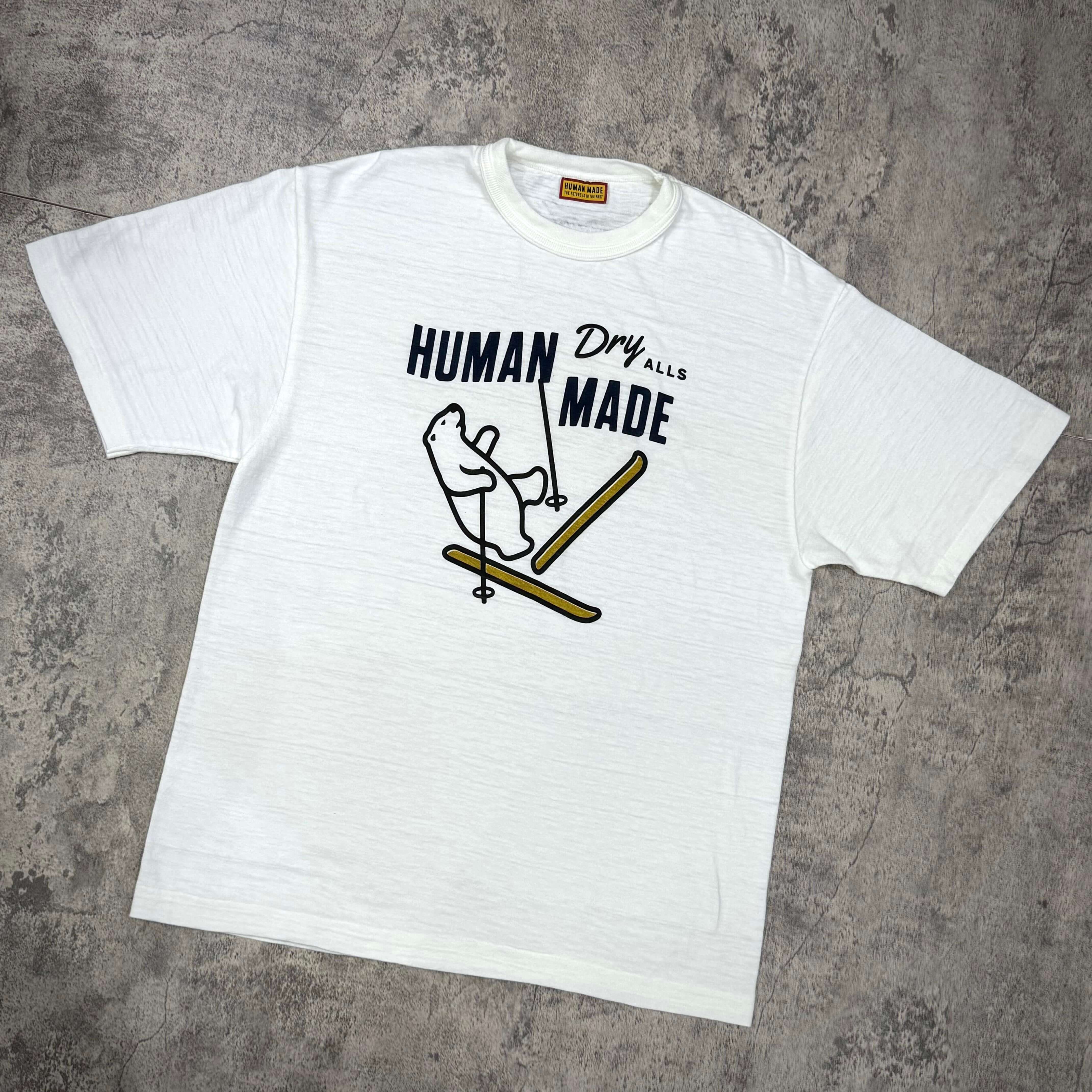 現貨 Human Made Graphic Tee HM30TE010 - 白色圓領短袖T恤，印有滑雪滑板童趣圖案。