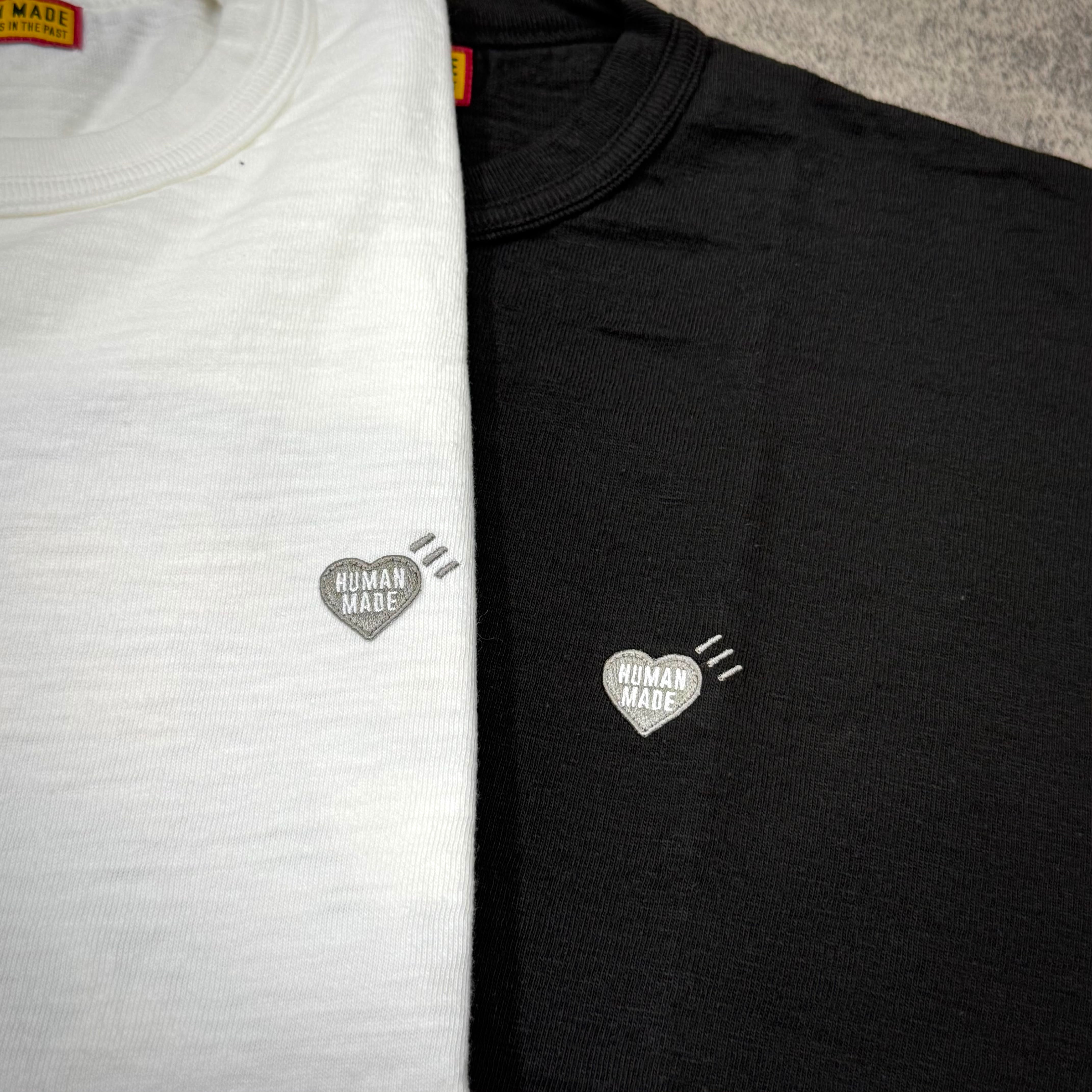 Human Made Sapporo Exclusive Bear Back Logo Tee in white and black showing heart logo design