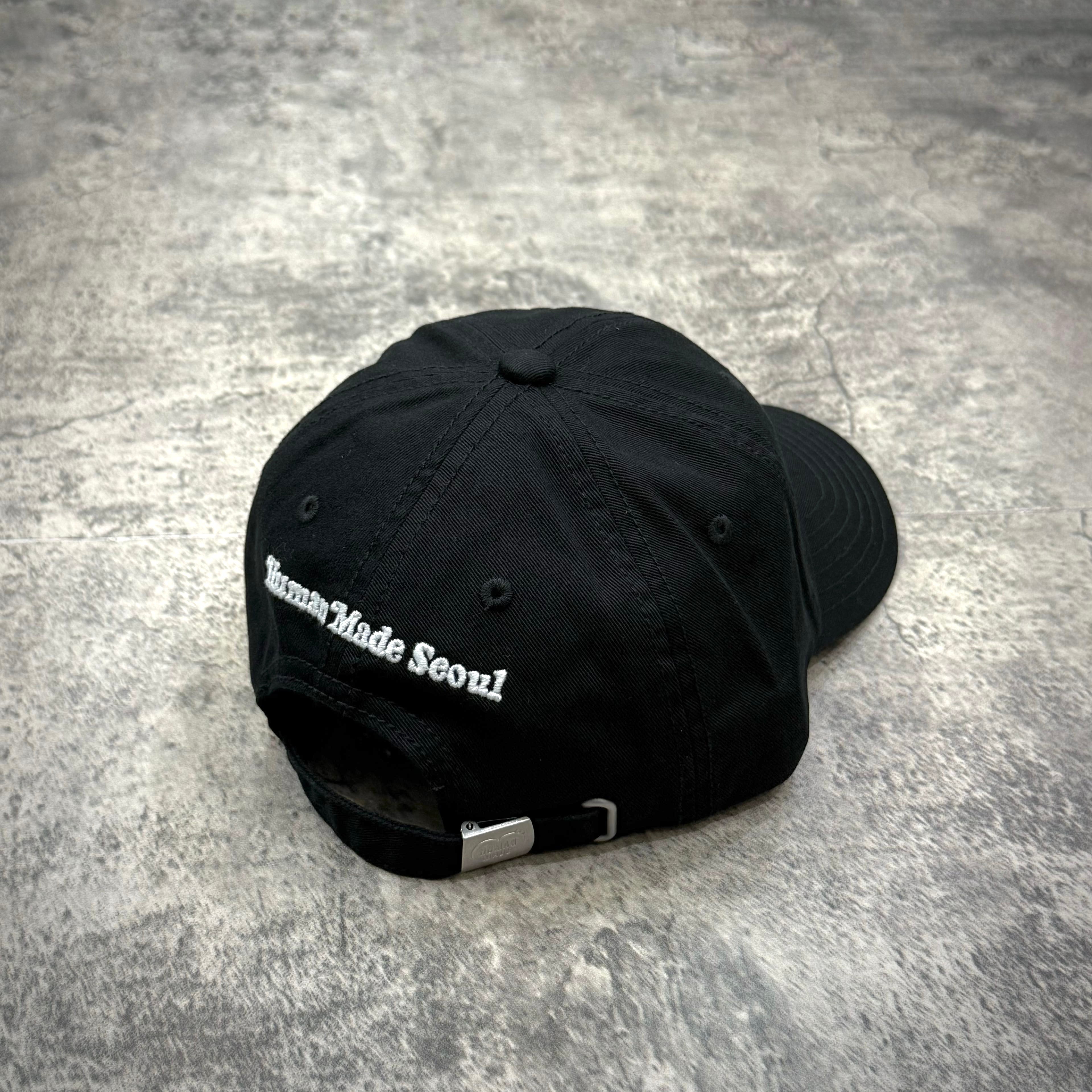 Back view of the Human Made x VERDY Jamsil Exclusive 6 Panel Cap showcasing 'Human Made Seoul' embroidery.