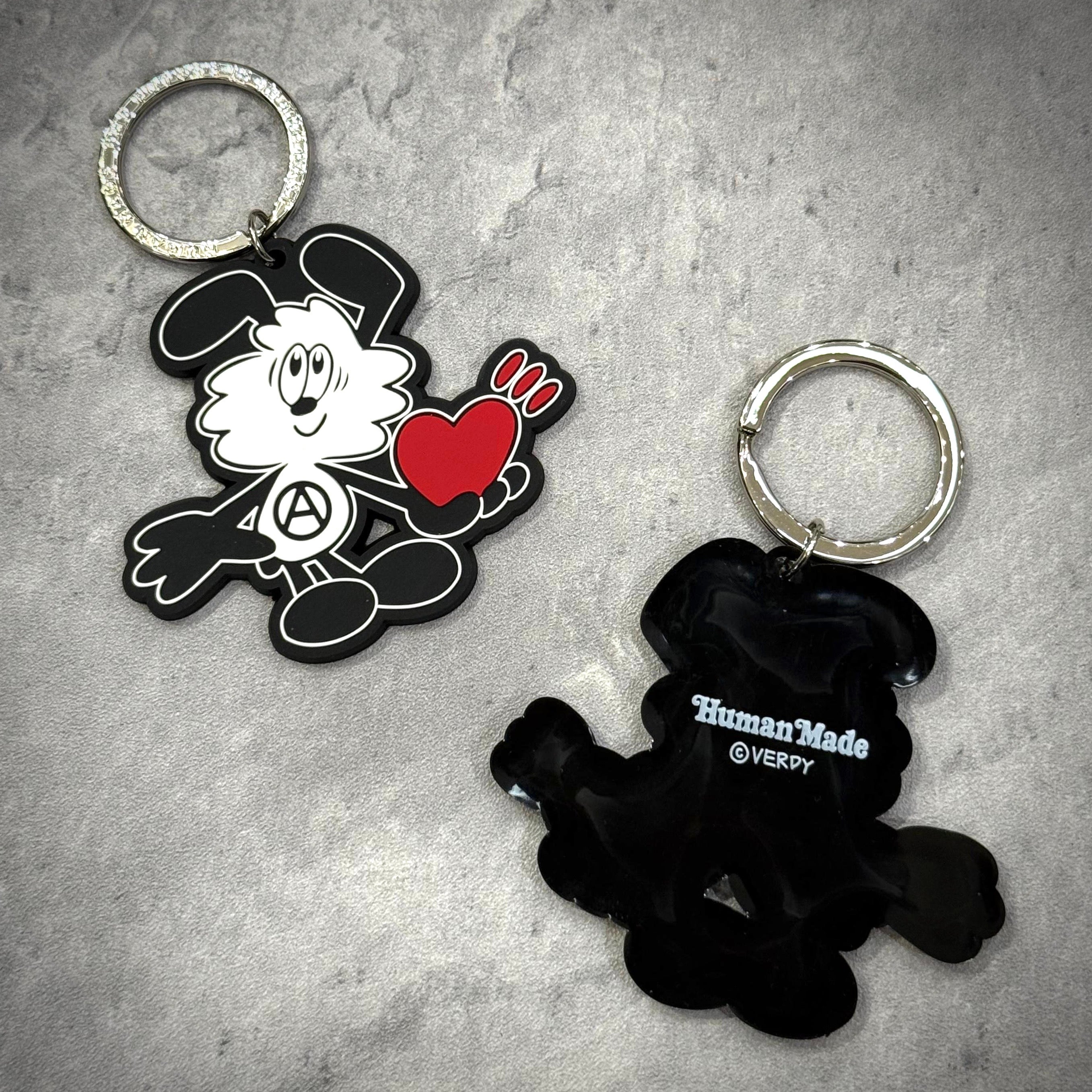 Human Made x VERDY Jamsil Exclusive Vick Rubber Keychain featuring a character with a heart.