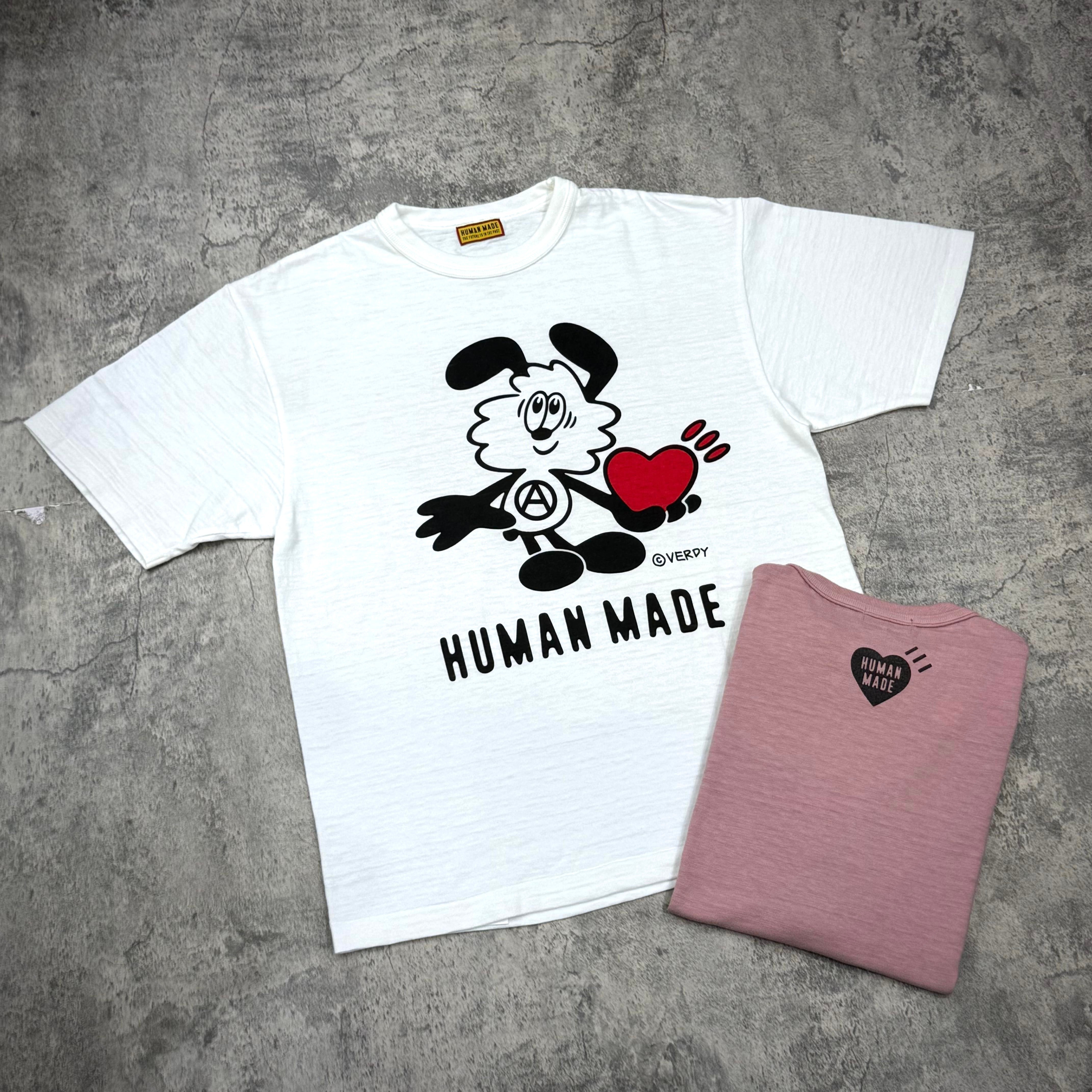 Human Made x VERDY Jamsil Exclusive Vick Tee featuring graphic design on white fabric.