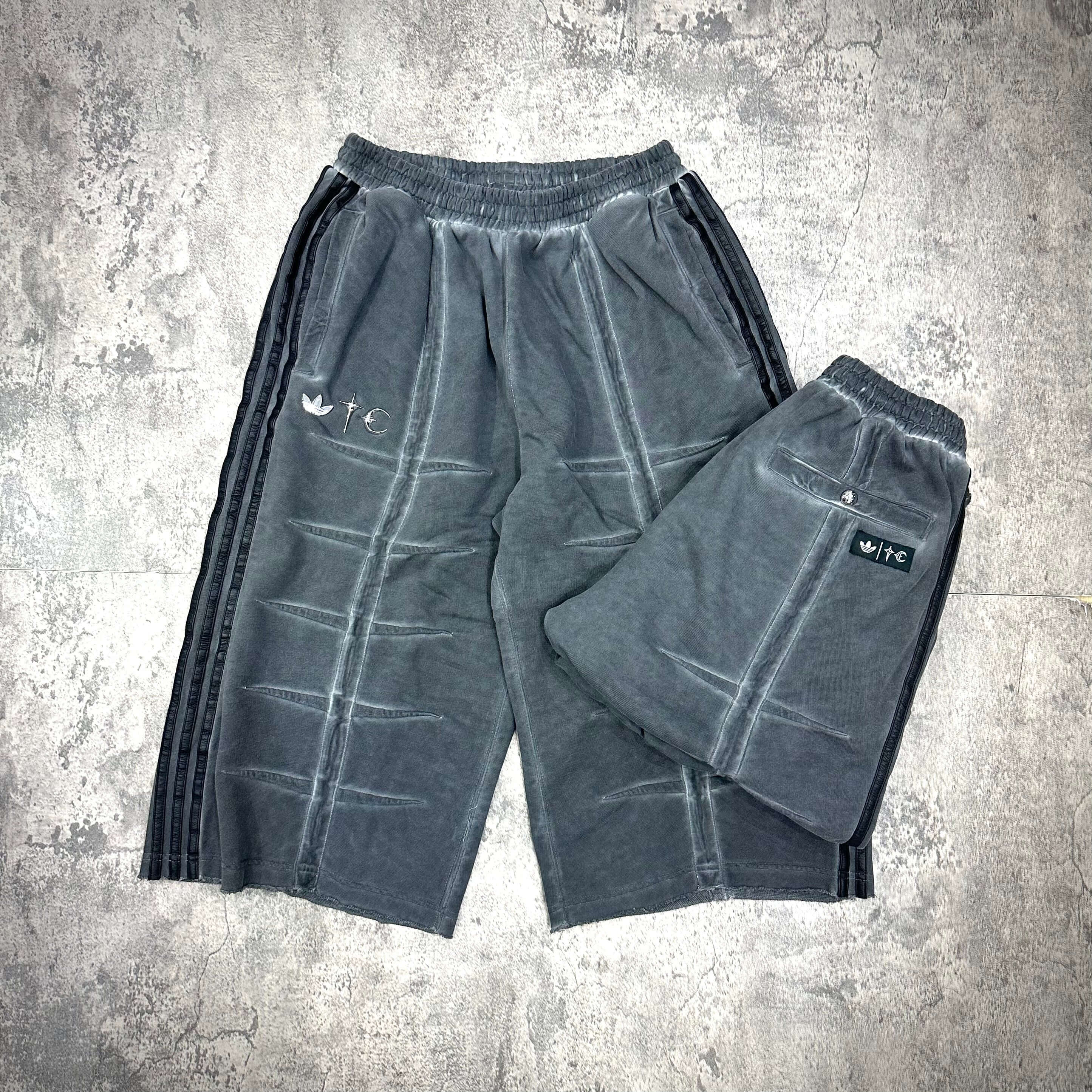 Thug Club x adidas Originals Sweat Jort in gray, showcasing the unique design and comfortable fit.