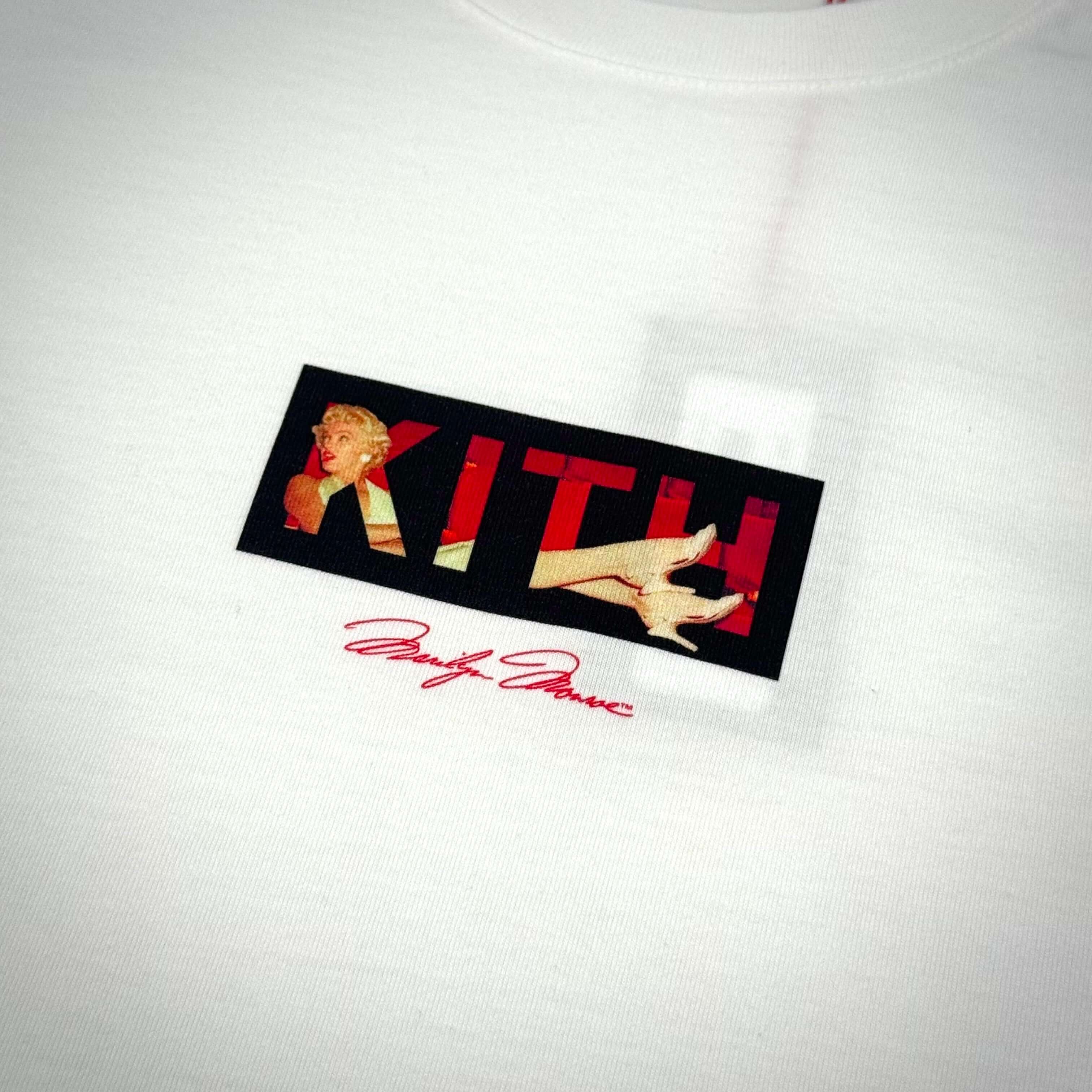 Kith for Marilyn Monroe Seven Year Classic Logo Tee featuring bold logo and artwork on a white background.