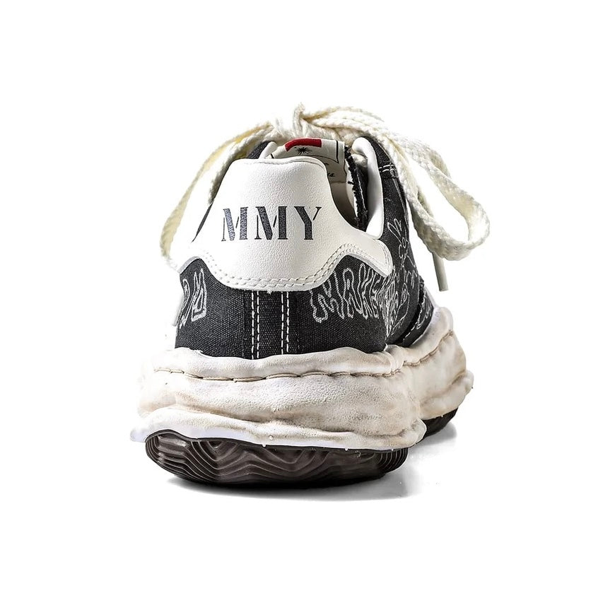 Back view of MMY BLAKEY Graffiti Printed Canvas Low sneakers with distinctive design and logo.