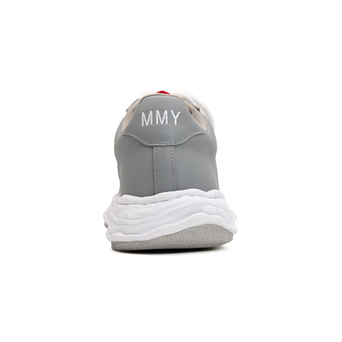MMY WAYNE OG Leather - Grey sneaker featuring a sleek back view with a grey design and MMY branding.