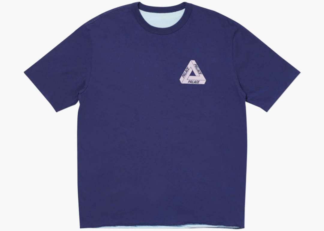 Palace Reverso Tee - Navy sky featuring a stylish navy color with triangle logo on the front.