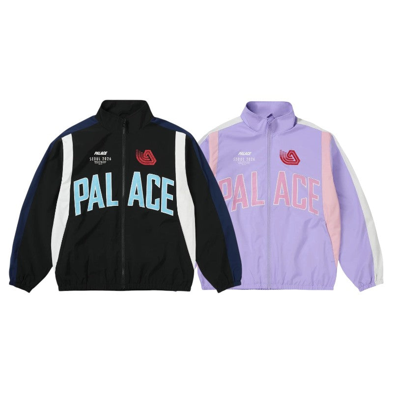 Palace Seoul 3 Jacket - Black / Purple displaying front view of both color variations in stylish urban fashion.