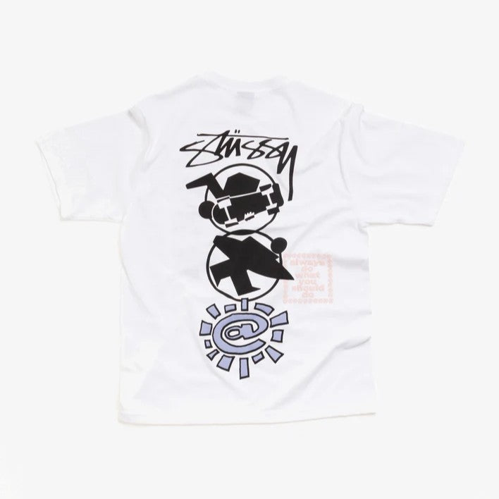 Back view of Stussy x Always Do What You Should Do Stack Tee featuring unique graphic design on a white t-shirt.