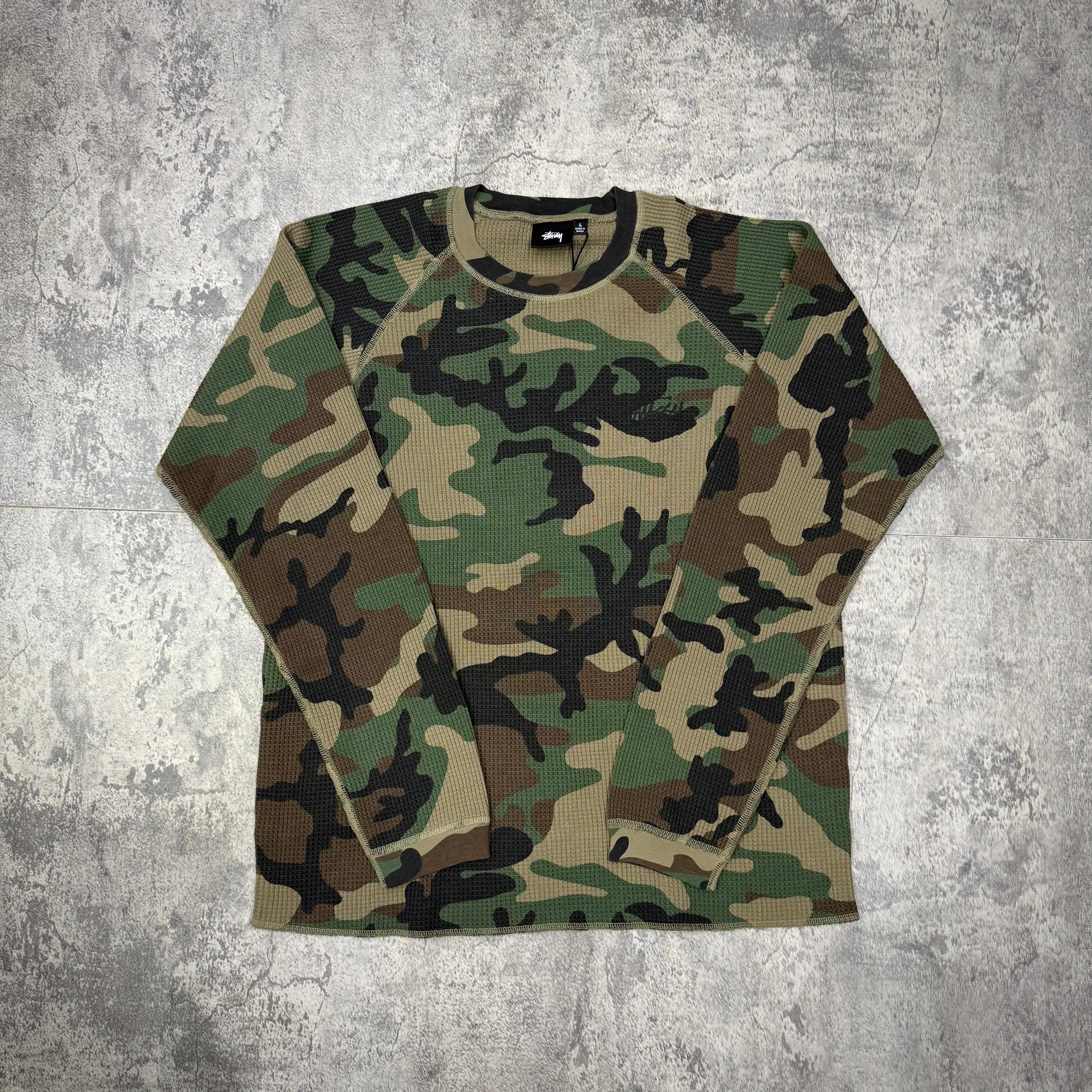Stussy Basic Raglan Thermal L/S Crew - woodland camo end