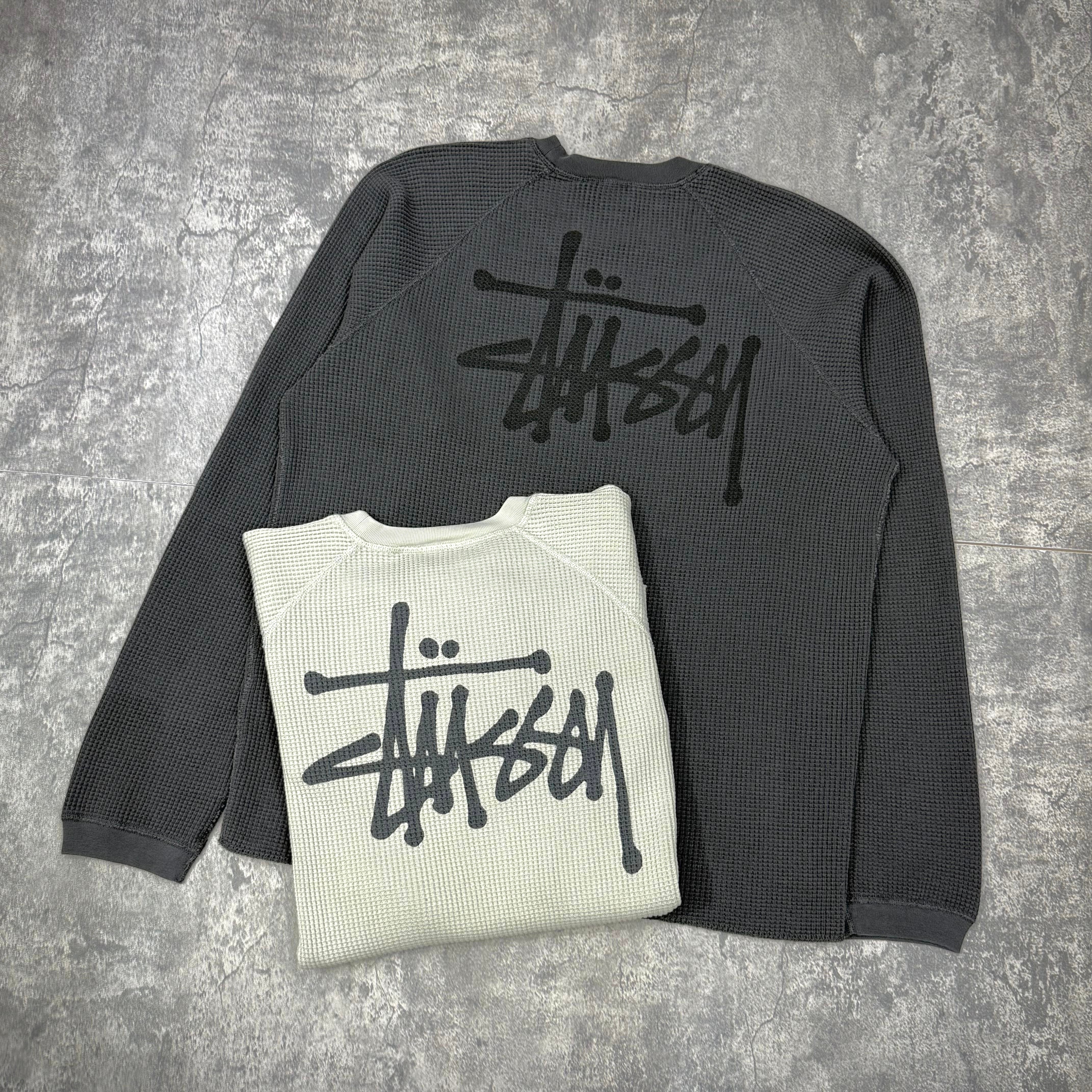 Stussy Basic Raglan Thermal L/S Crew washed black bone
