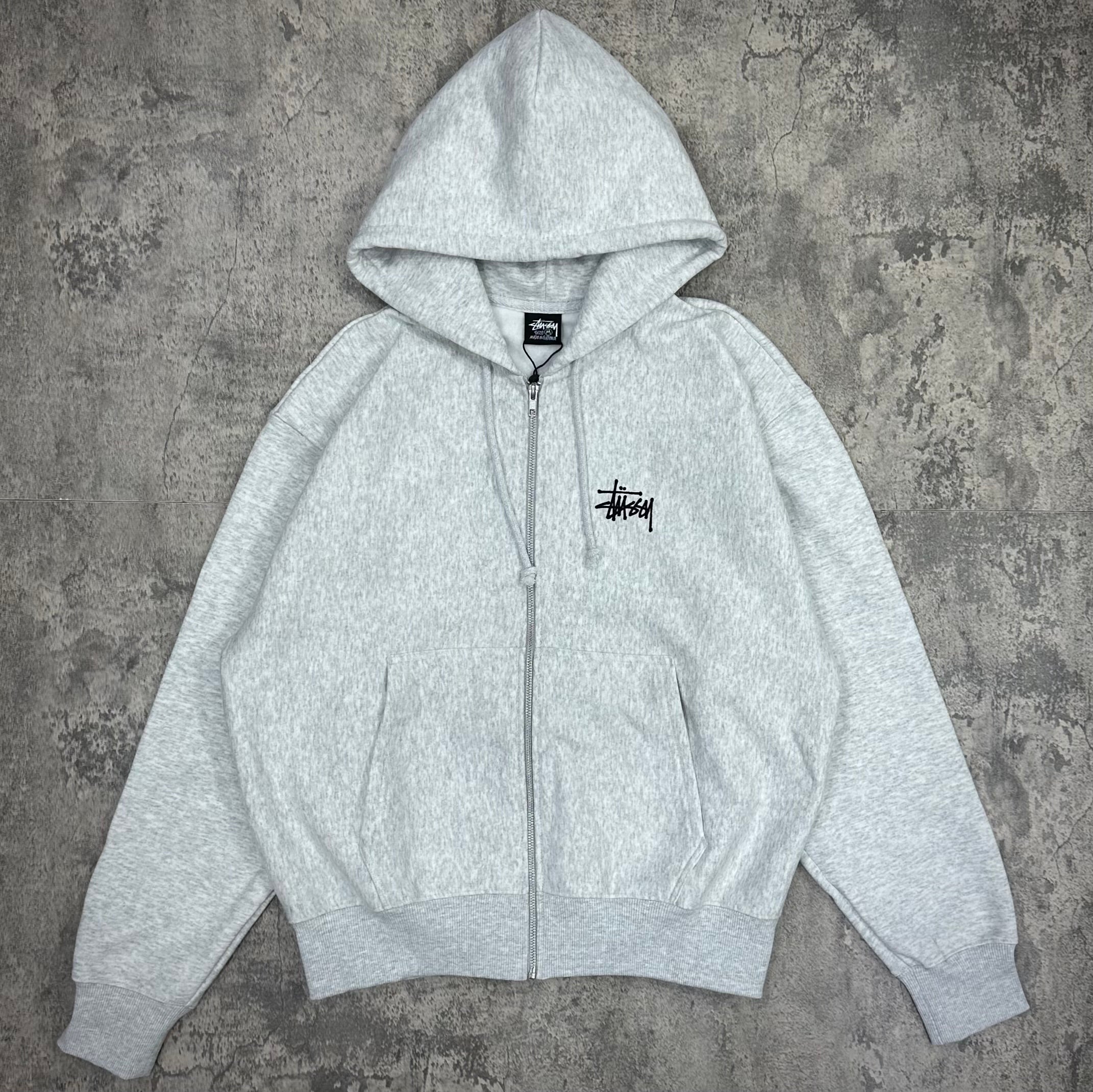 Stussy Basic Zip Hoodie - grey front