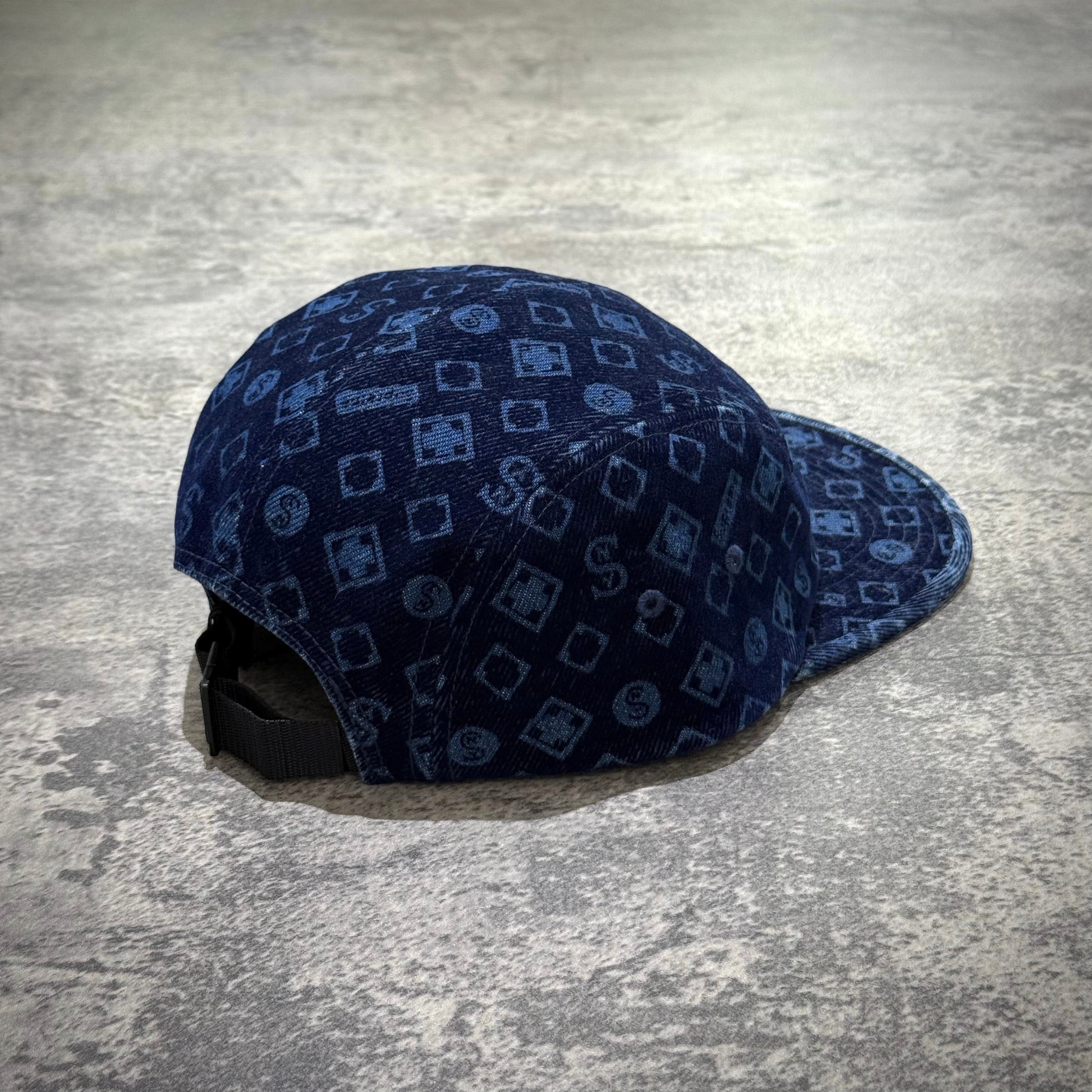 Supreme Flocked Denim Camp Cap - Blue back