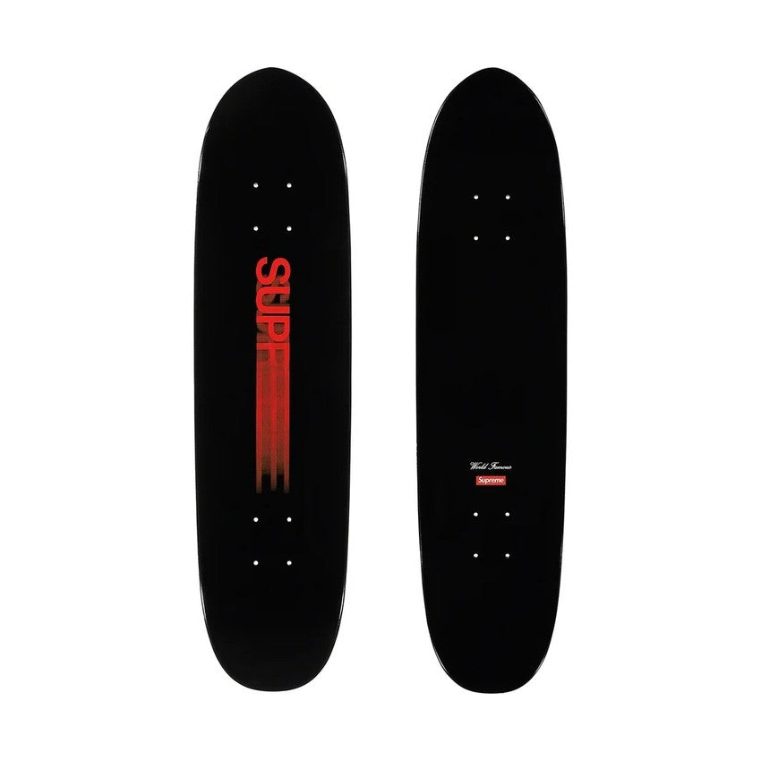 Supreme Motion Logo Cruiser Skateboard - Black, featuring a sleek black design with striking red logo.