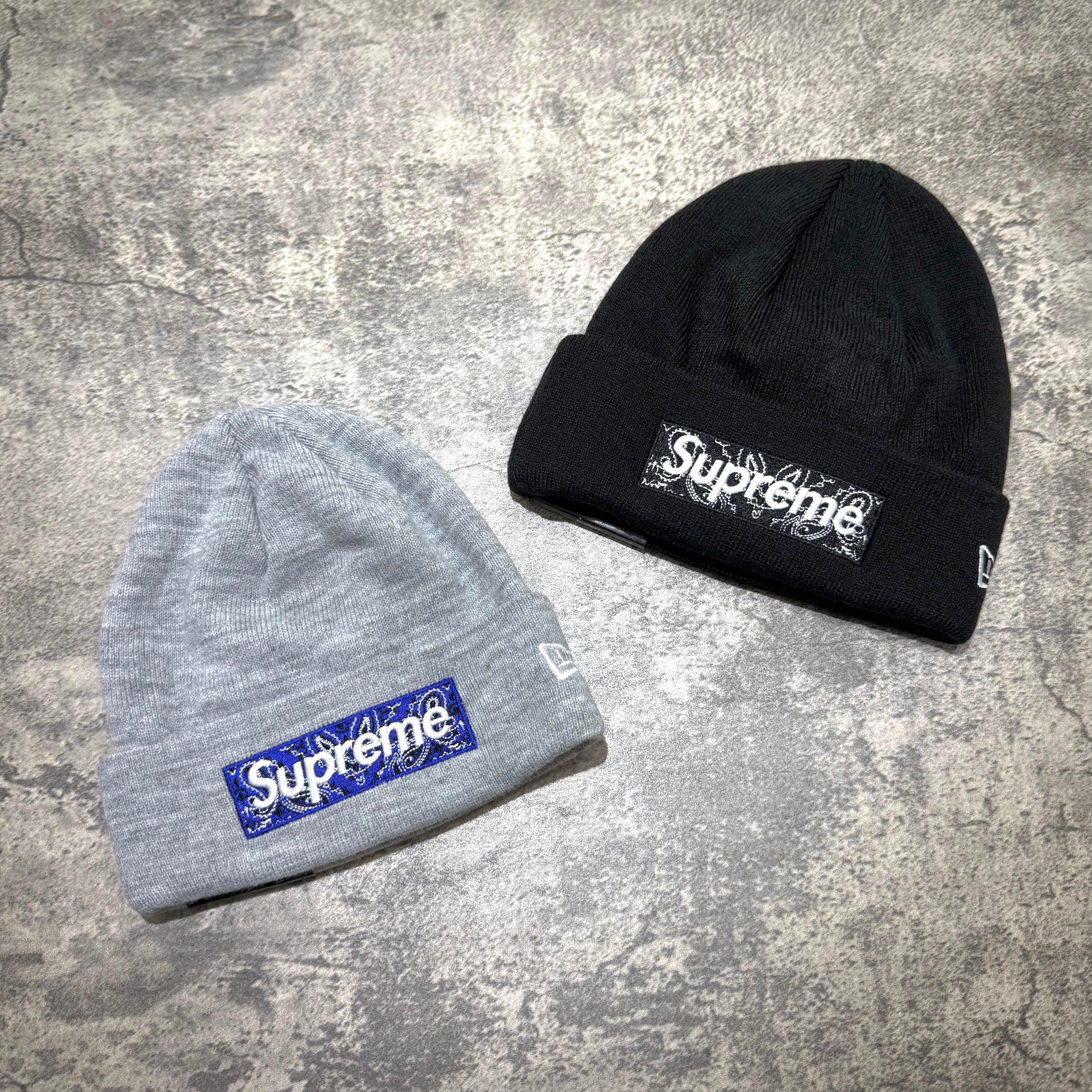 Supreme New Era Bandana Box Logo Beanie - Black / Grey