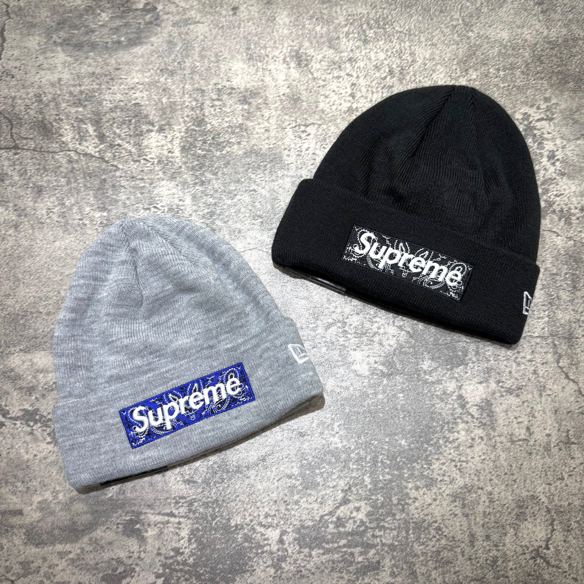 Supreme New Era Bandana Box Logo Beanie - Black / Grey | In stock