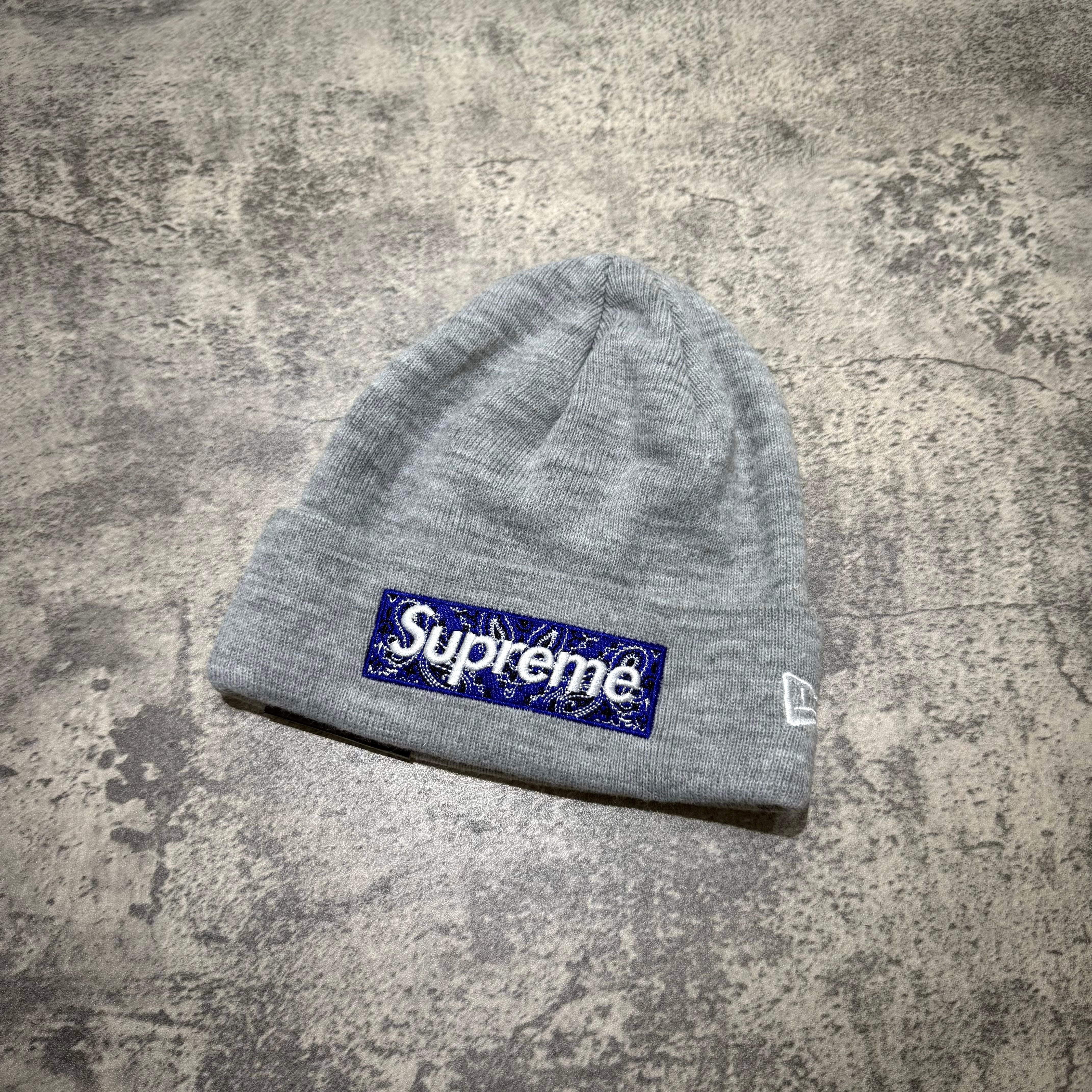 Supreme New Era Bandana Box Logo Beanie - grey 