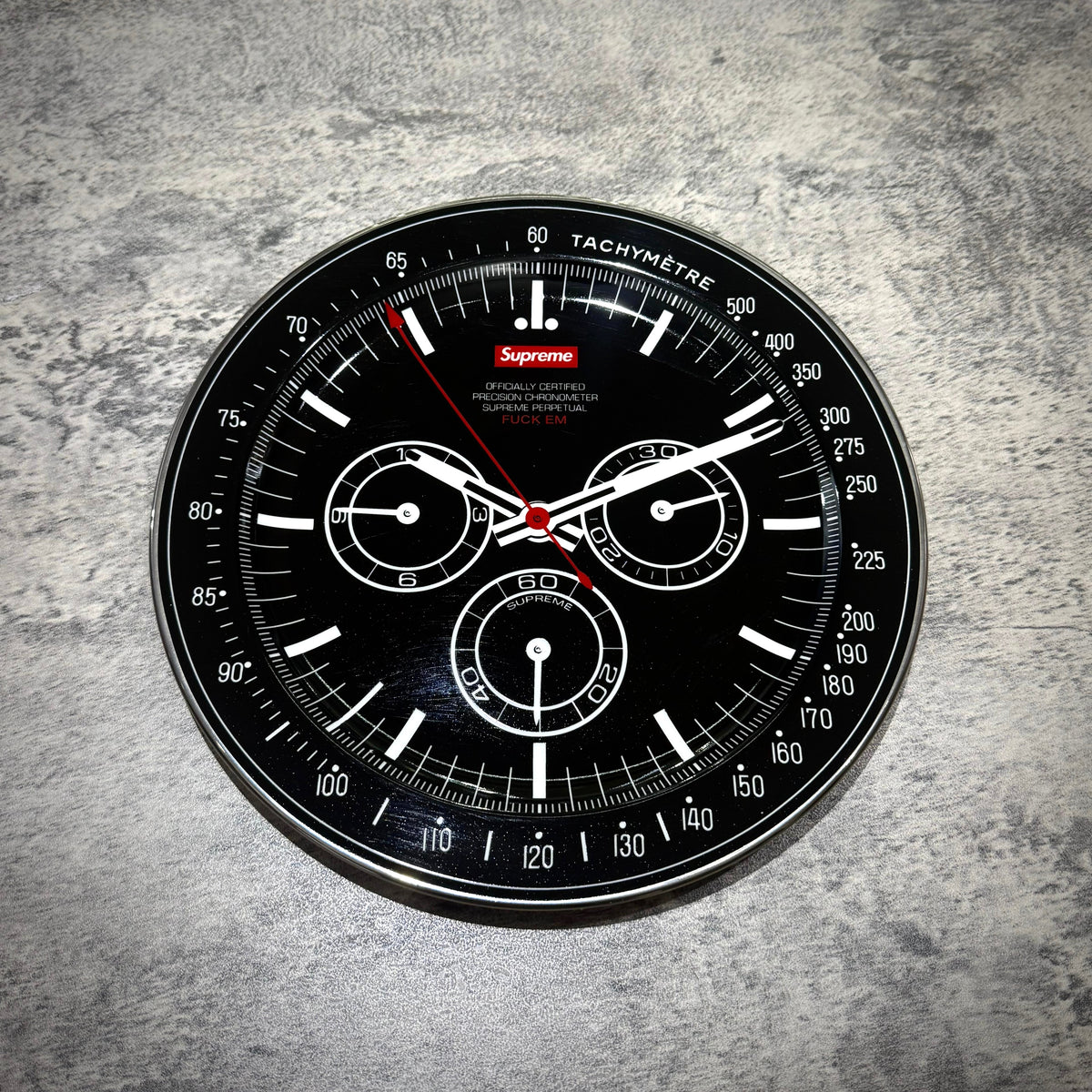 Supreme Watch Plate - Black Porcelain with Silver Rim