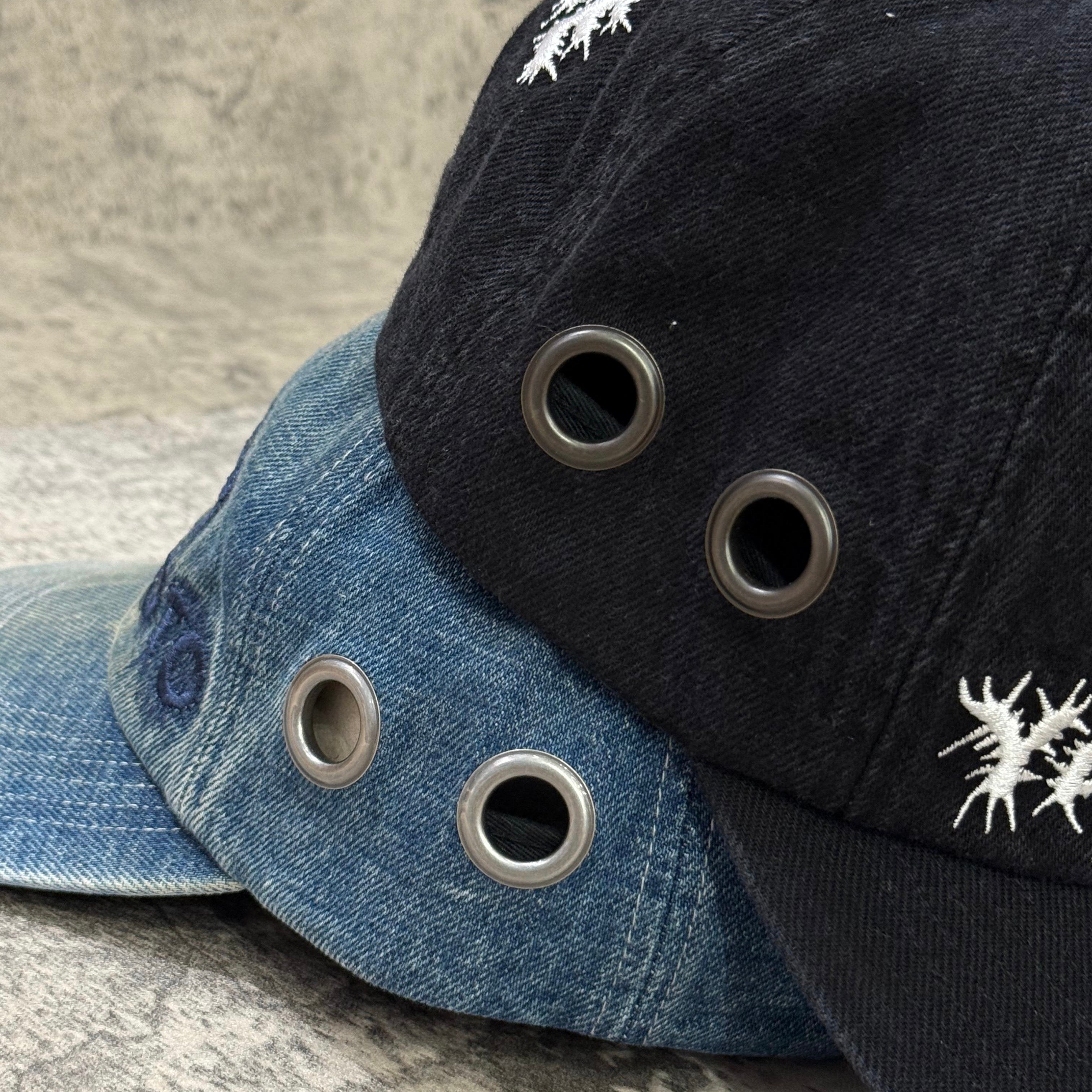 Supreme x Y's Grommet 6-Panel Washed Black Washed Blue air hole