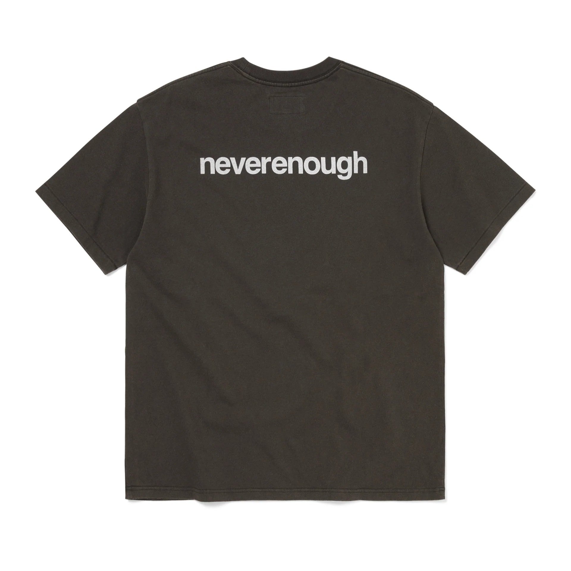 thisisneverthat x Fragment Design Tee - Off Black featuring neverenough text on the back.