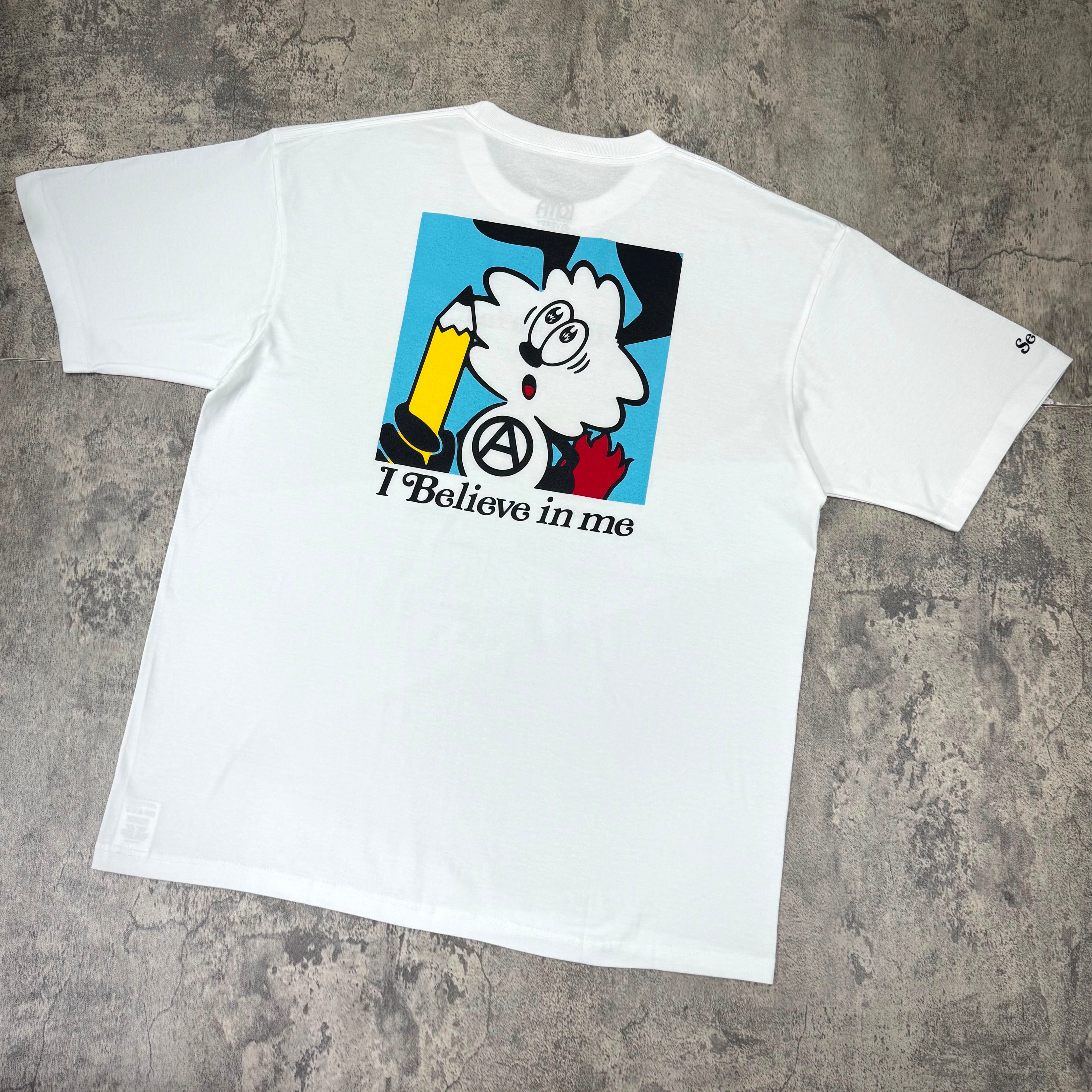 Verdy x Lottemuseum Tee #4 featuring a colorful graphic design and the text 'I Believe in me' on a white background.