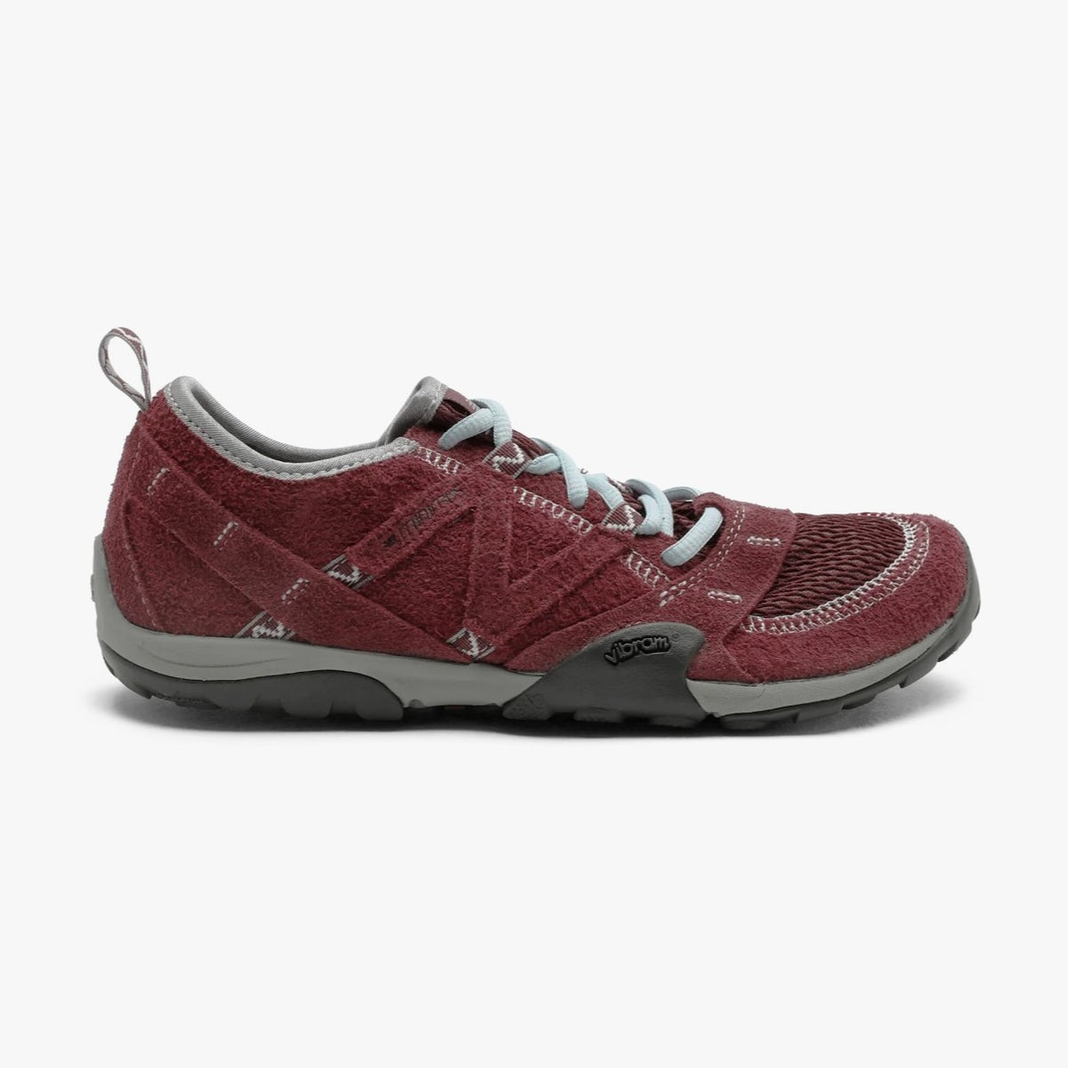SUNLOVETOUR x New Blance MT1001ND shoe in burgundy with modern design and rugged features.