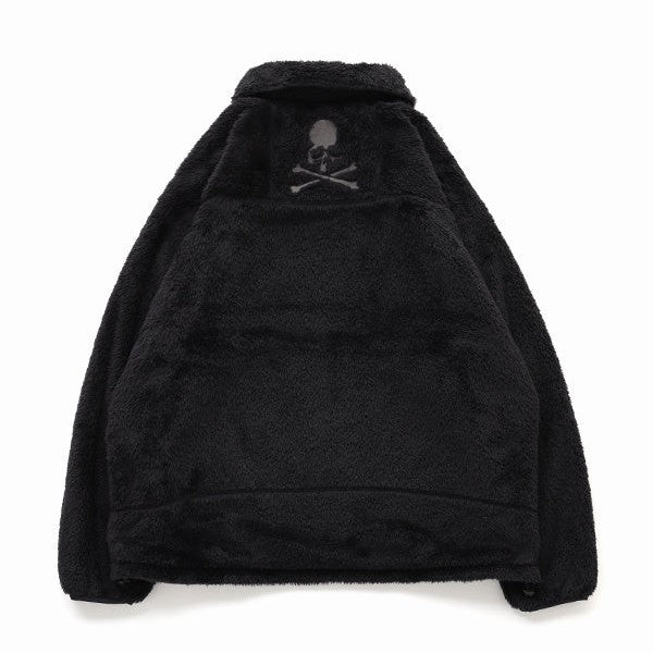 Wild Things x Mastermind World Shaggy Zip Up Jacket featuring a skull and crossbones design on the back.