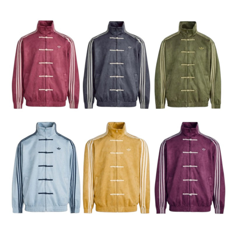 adidas CTT Chinese Track Top 3.1 Gender Neutral Jacket colors including Burgundy, Grey, Green, Blue, Yellow, and Purple.