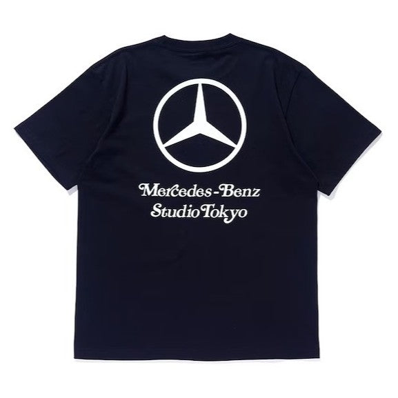 VERDY x Mercedes-Benz STUDIO TOKYO Tee featuring the Mercedes-Benz logo on the back.