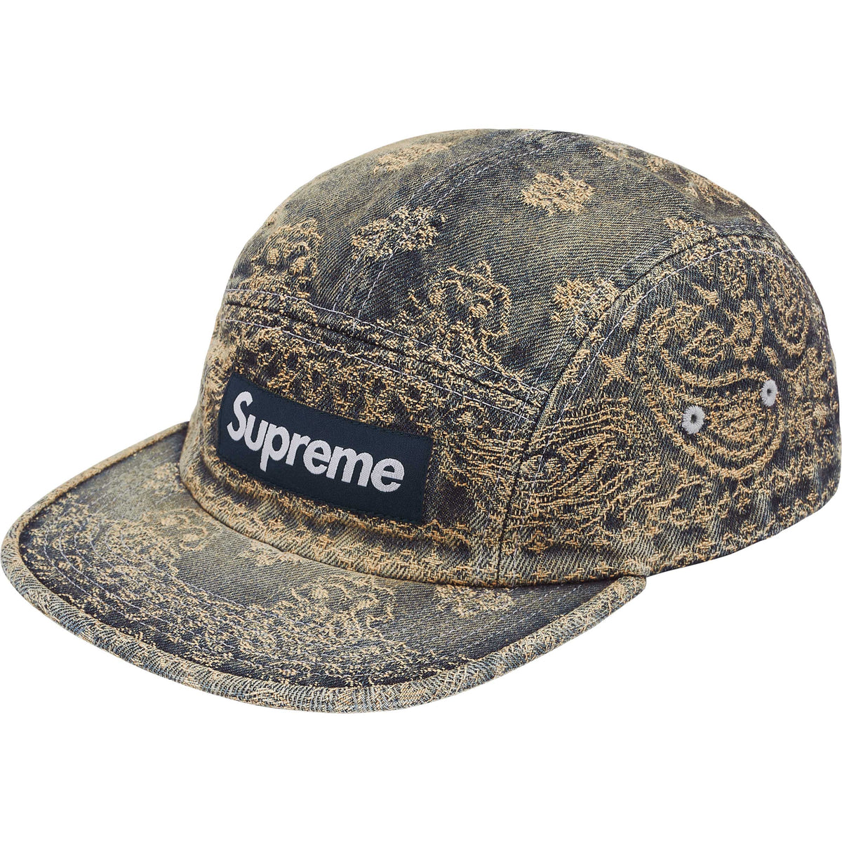 帽子 Bandana Jacquard Denim Camp Cap Blue Supreme Bandana Jacquard Denim Camp Cap - Blue | In stock