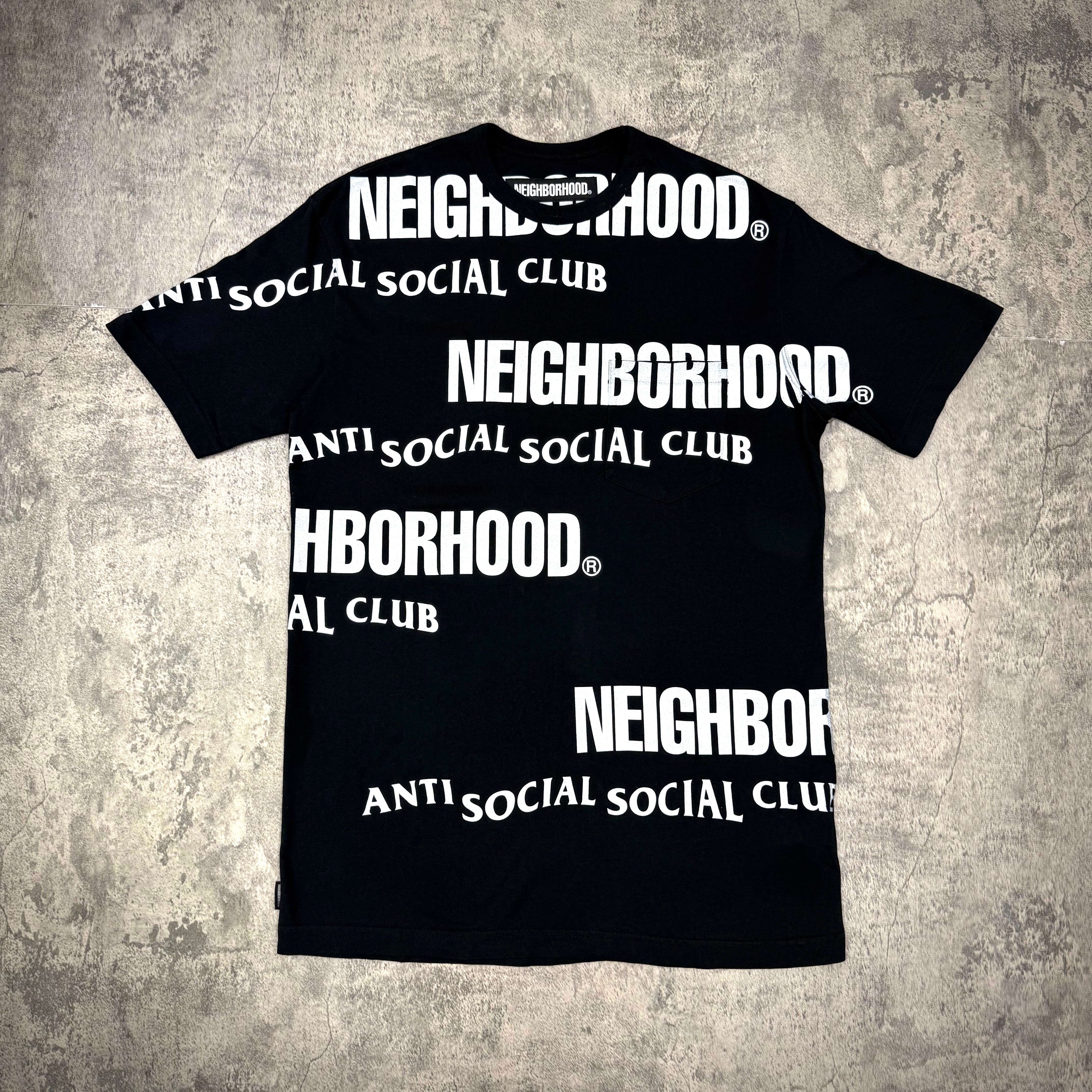 ASSC x Neighborhood In Tears Tee - Black featuring bold text design on a black fabric.