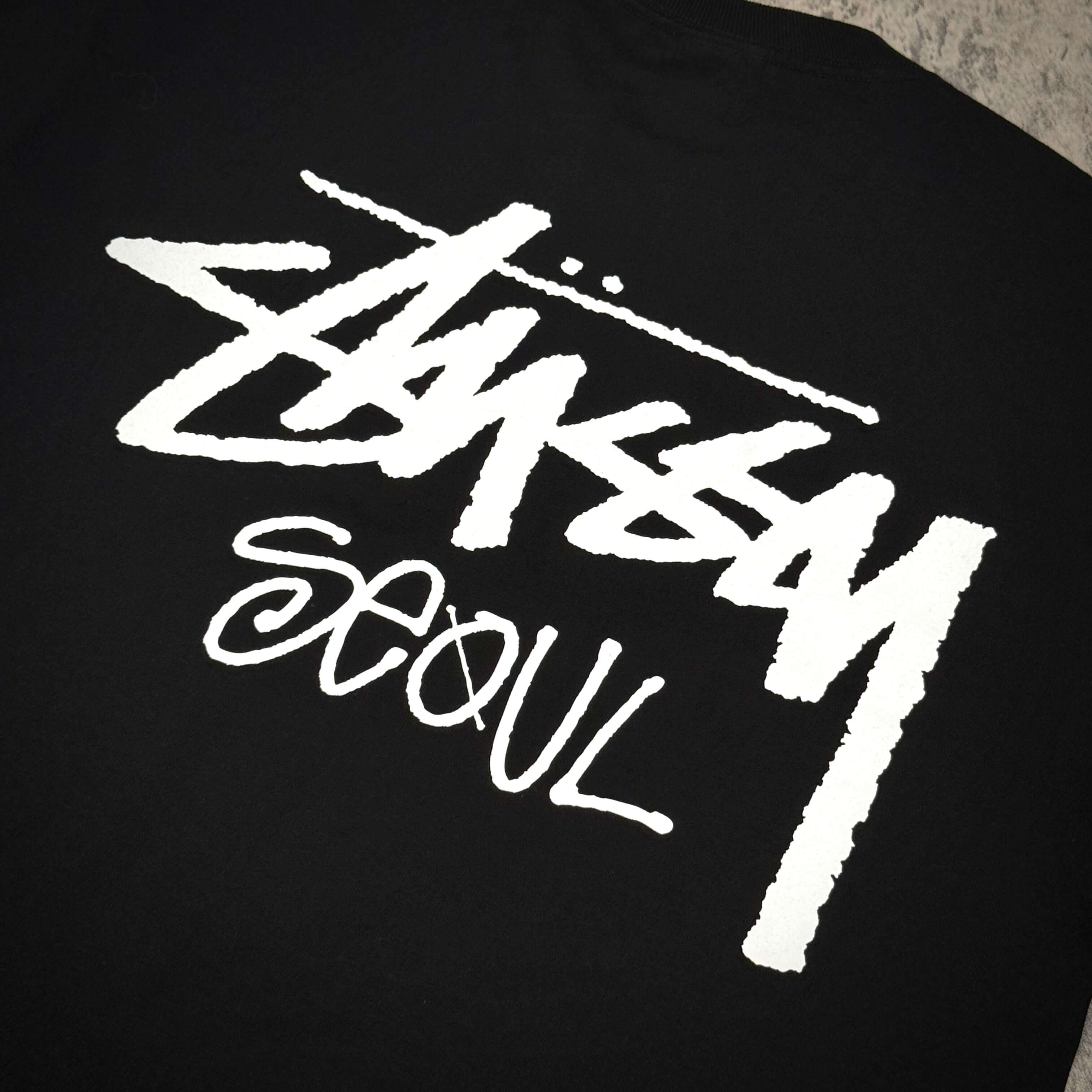 Stussy Seoul Exclusive Logo Tee - Black / White