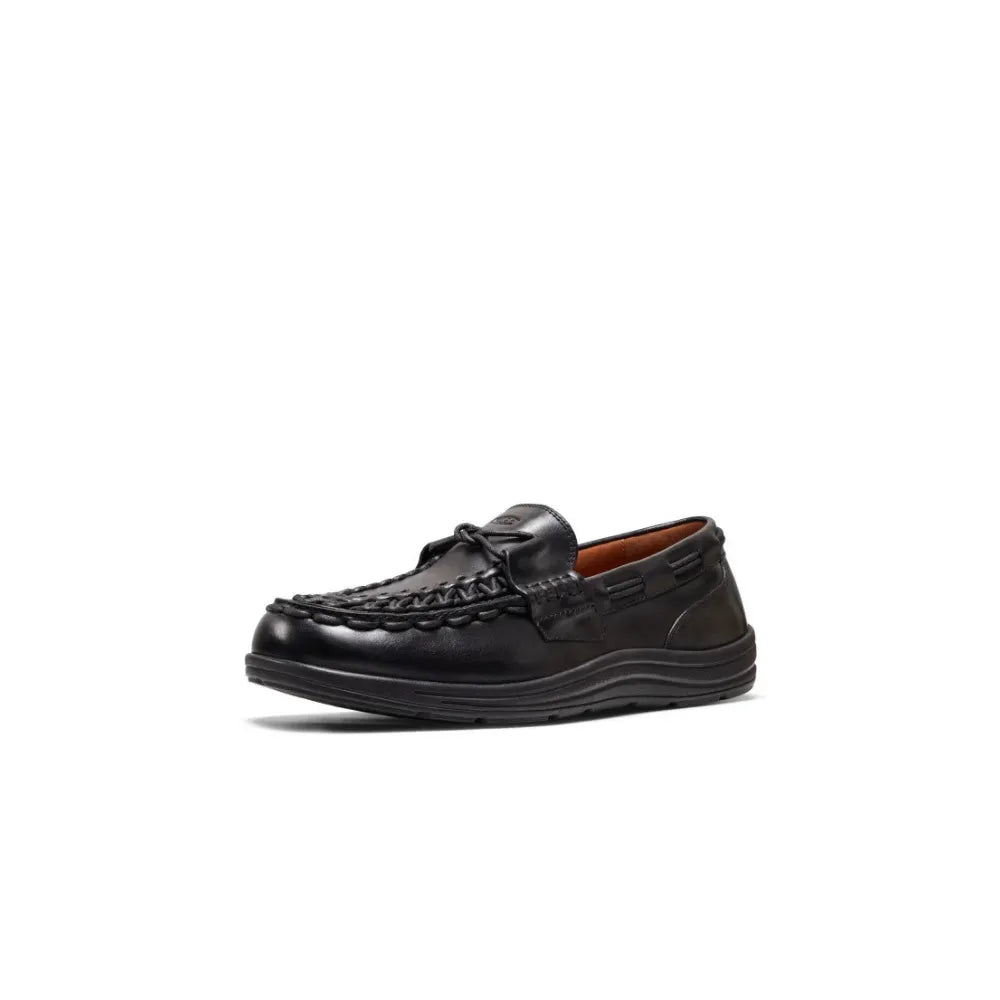 Keen Uneek Loafer Nocturnal Black side view showcasing the premium leather construction and stylish design.