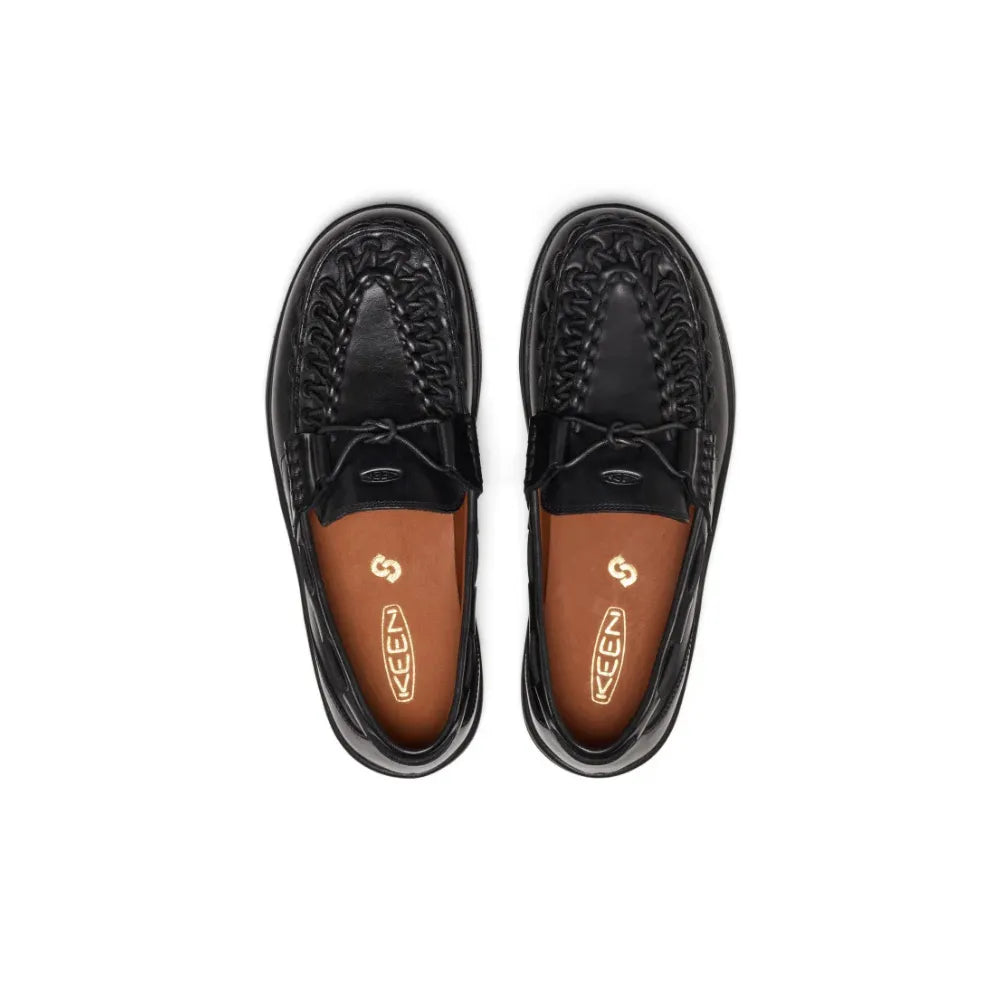 Keen Uneek Loafer Nocturnal Black, premium leather loafers with unique two-cord design.