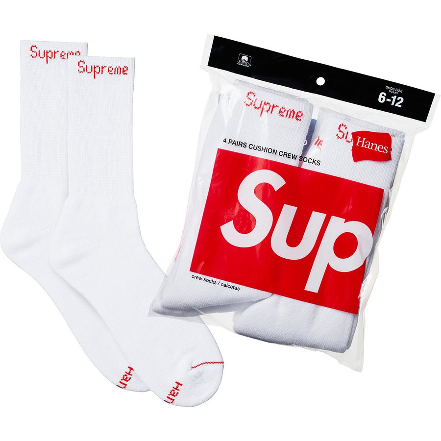 Supreme Hanes Crew Socks (4 Pack) - White