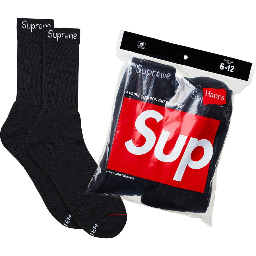 Supreme Hanes Crew Socks (4 Pack) - Black