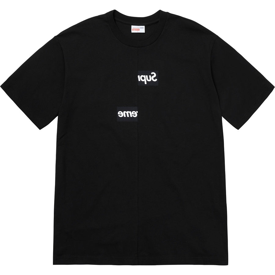 Supreme Comme des Garçons SHIRT Split Box Logo Tee in black with a split box logo design.