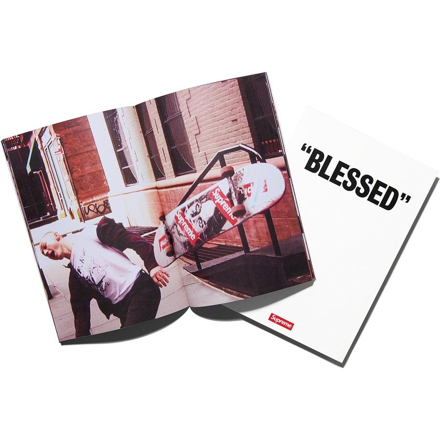 Supreme BLESSED DVD - White showcasing a skateboarder in an urban setting with the title 'BLESSED' displayed.