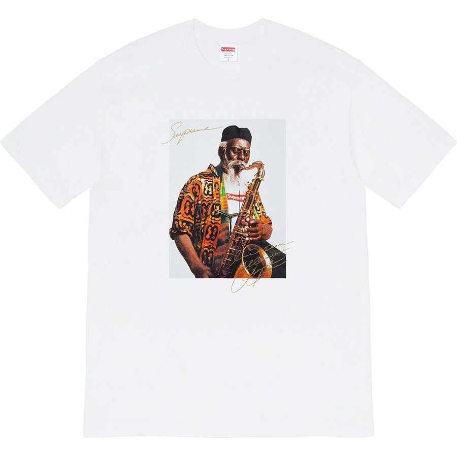 Supreme Pharoah Sanders Tee - White featuring a graphic of Pharoah Sanders playing saxophone