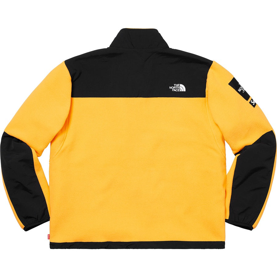 Back view of the Supreme x The North Face Arc Logo Denali Fleece Jacket - Yellow showcasing its vibrant design.