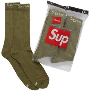 Supreme Hanes Crew Socks (4 Pack) - Olive